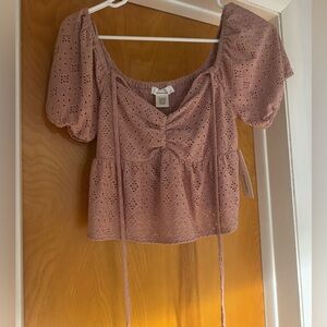 Pink Eyelet Top